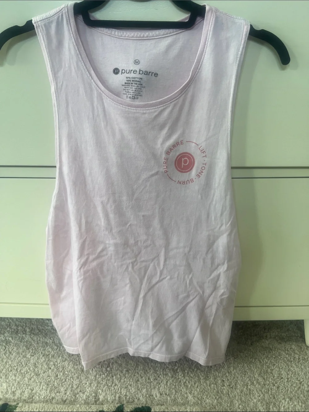 Pure Barre pink circle P logo tank top medium - Picture 1 of 4